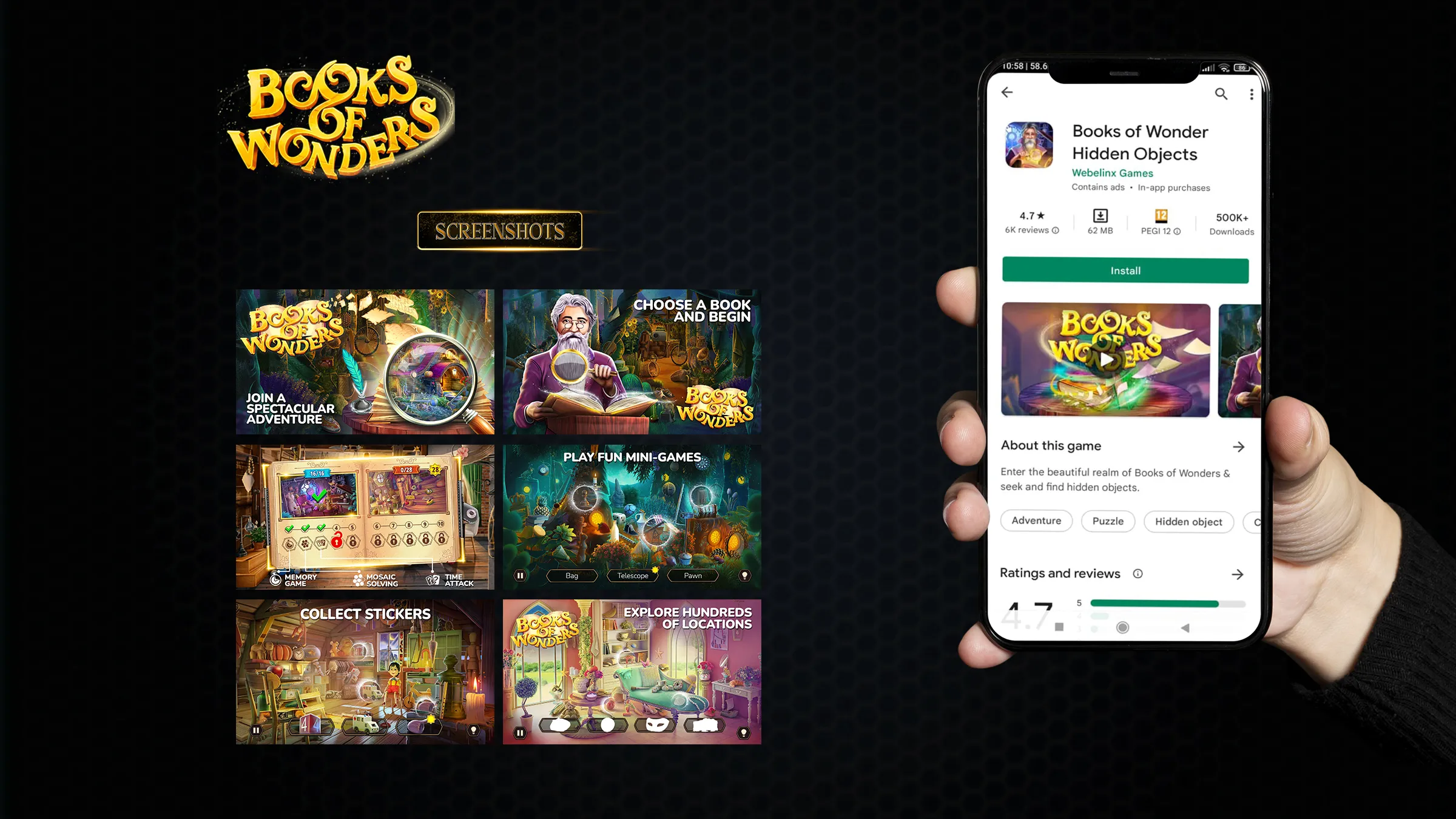 Books of Wonders - hidden object game app store screenshots