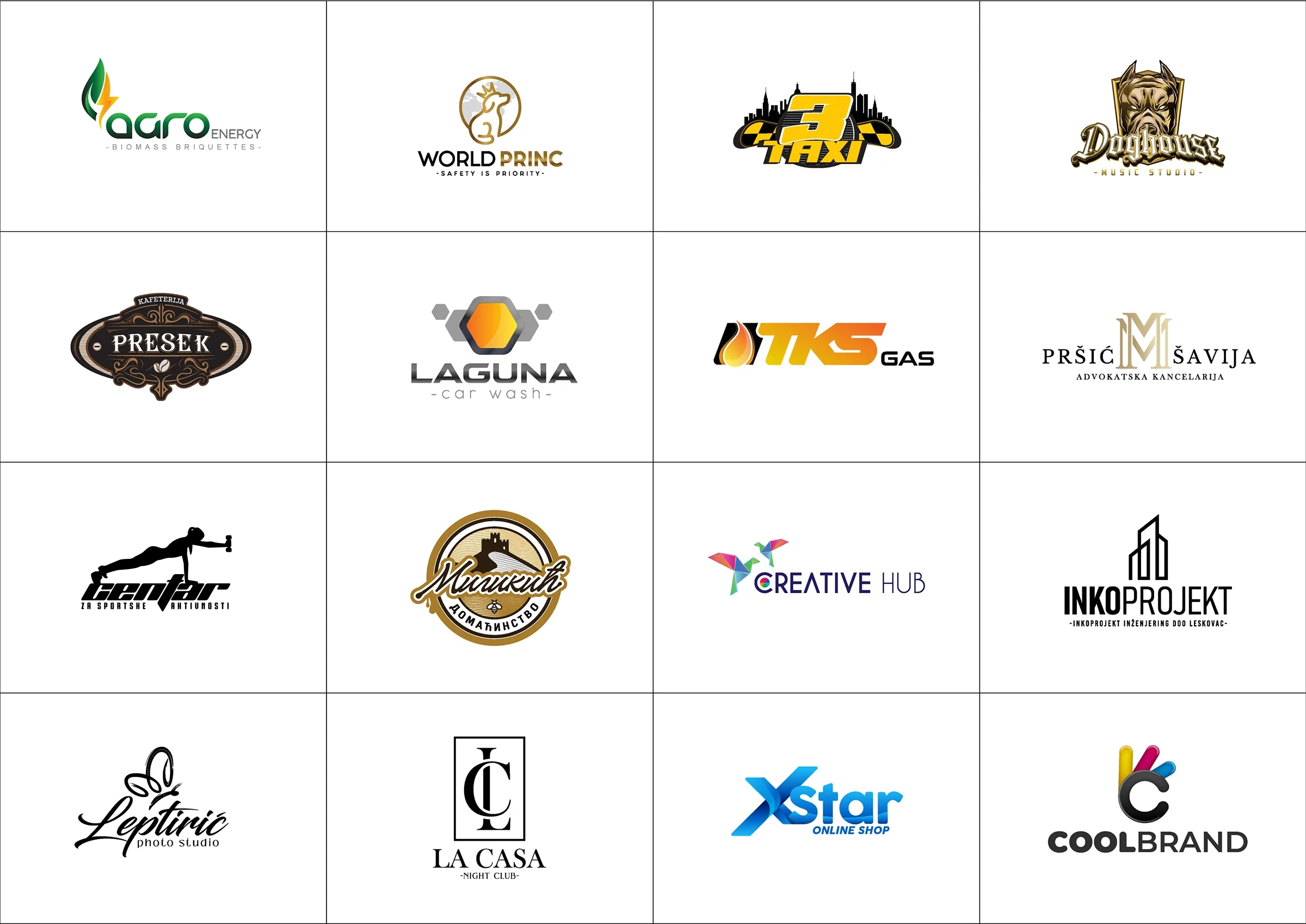 Selection of additional logo projects by Stefan Stojanović - energy, automotive, hospitality, tech and entertainment