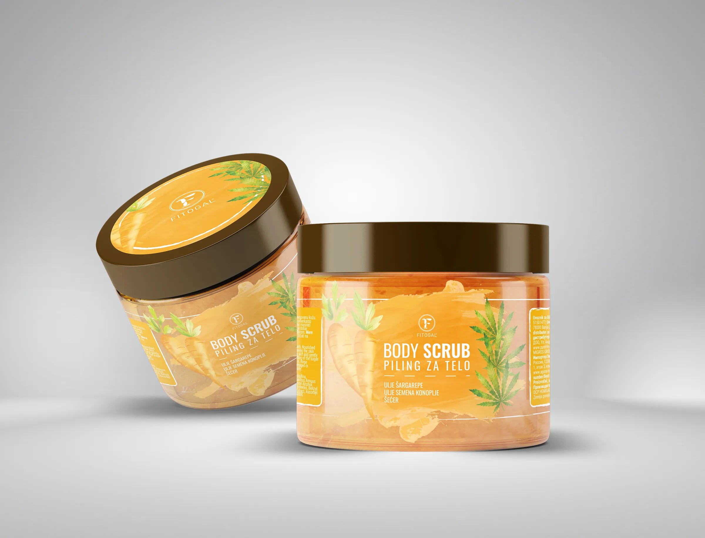Fitogal body scrub - carrot variant jar and lid