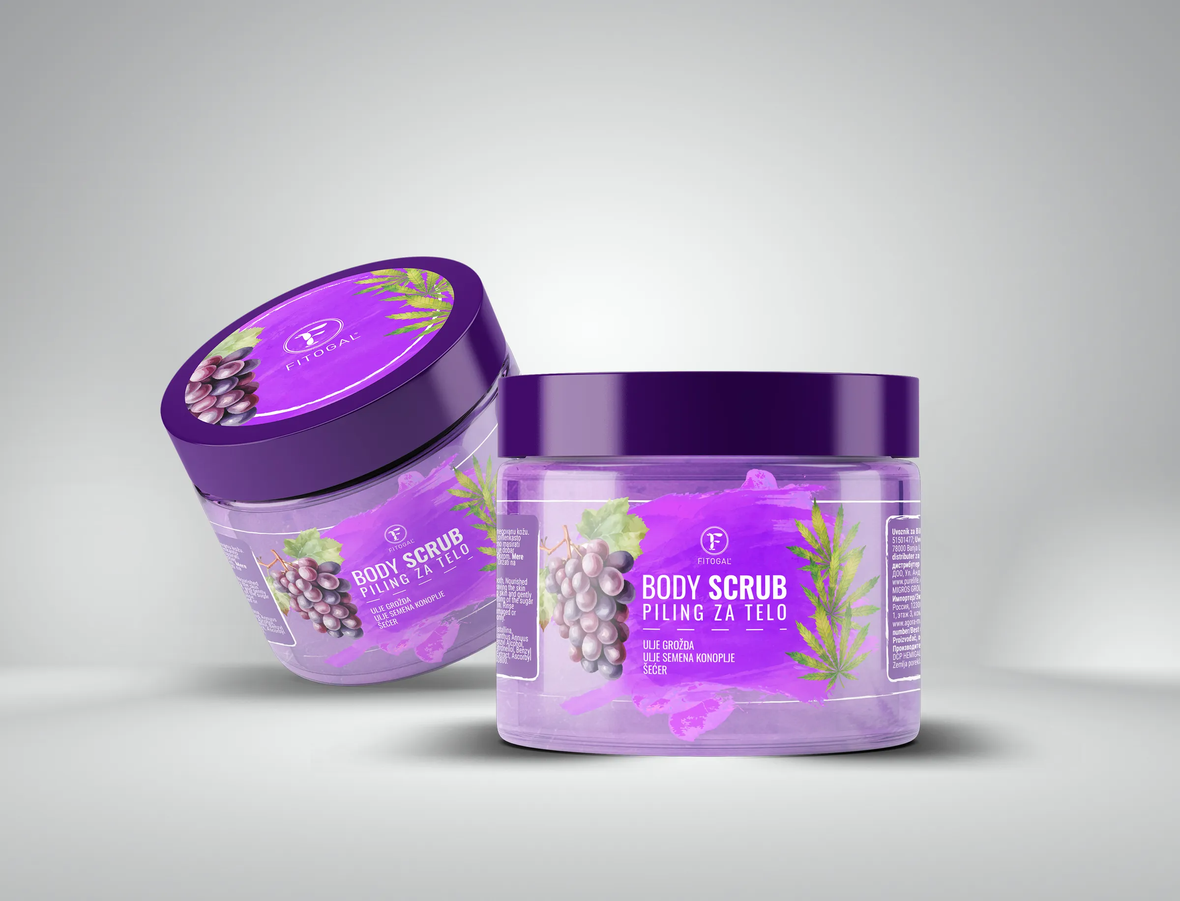 Fitogal body scrub - grape variant jar and lid