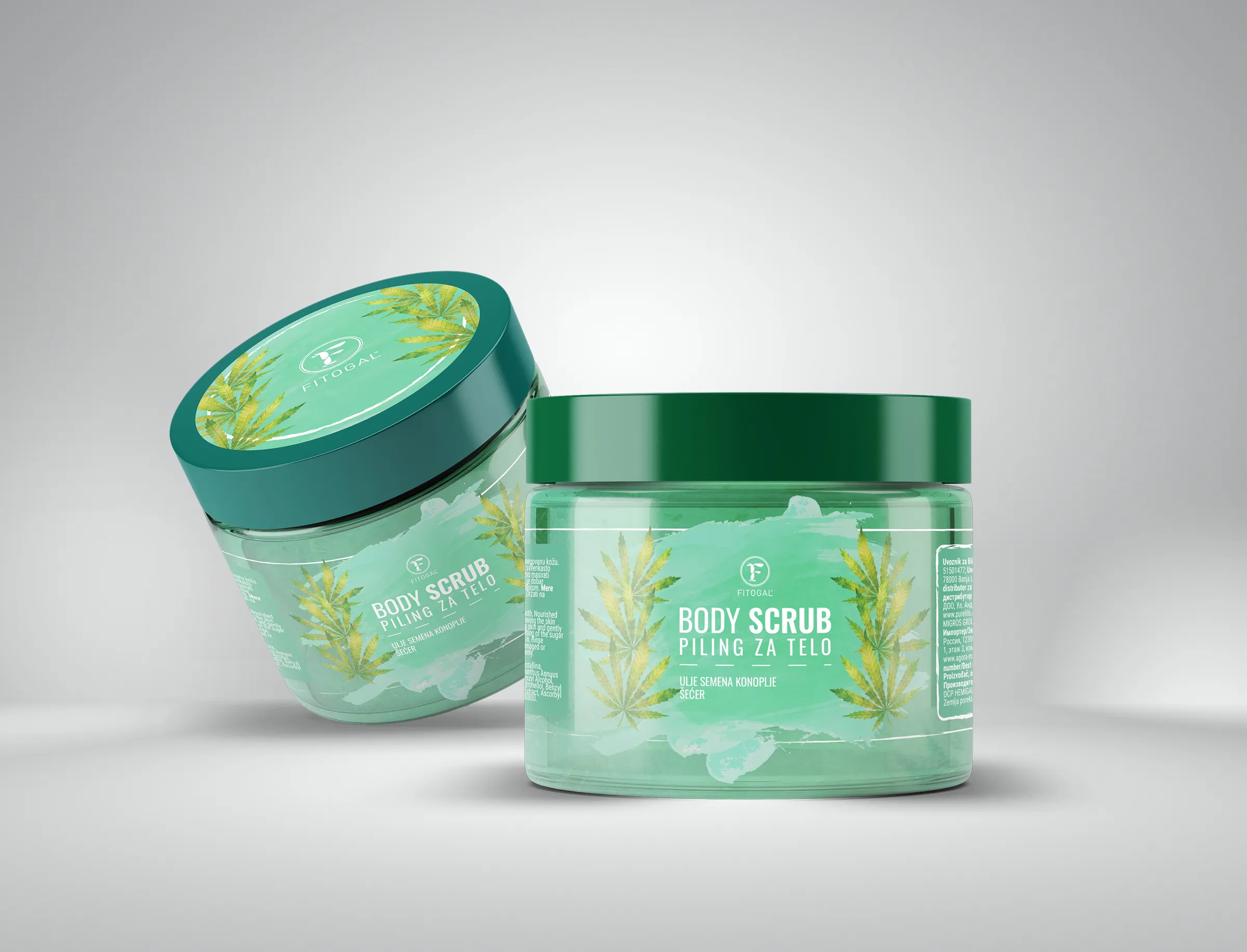 Fitogal body scrub - hemp variant jar and lid