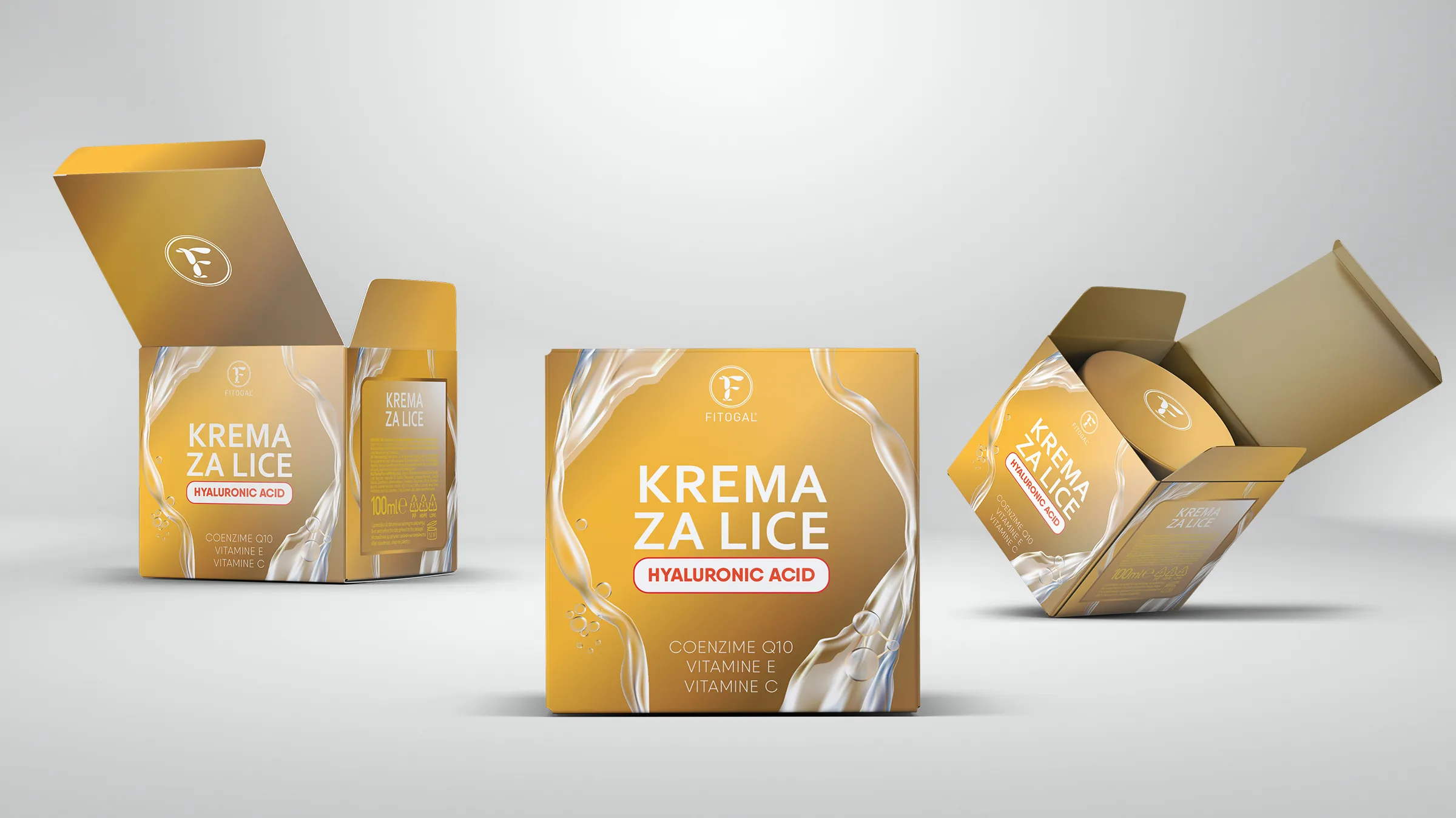 Fitogal hyaluronic acid face cream - premium gold folding box packaging