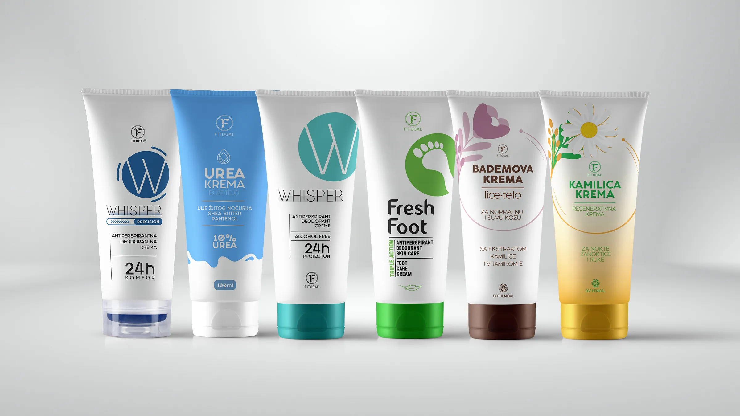 Fitogal cosmetics tube packaging range - six product lines