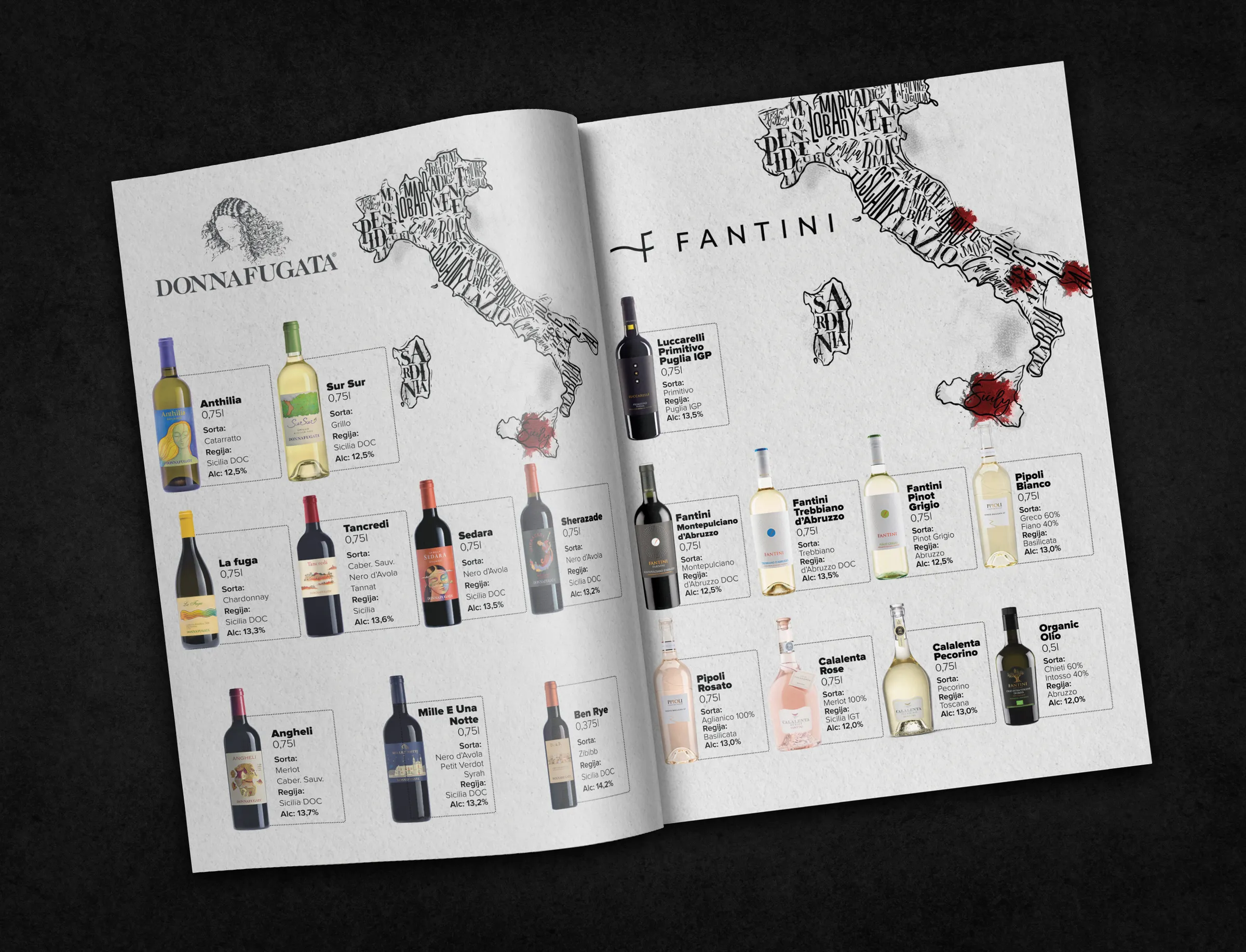 Comp Comerc catalogue - Italian wine selection with regional map