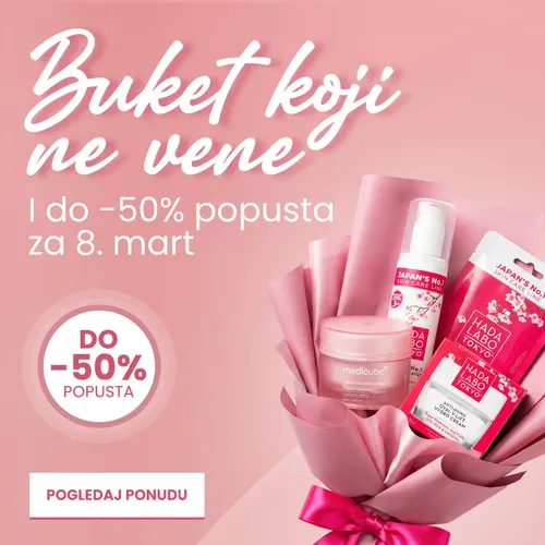 Women's Day beauty bouquet ad - up to 50% off
