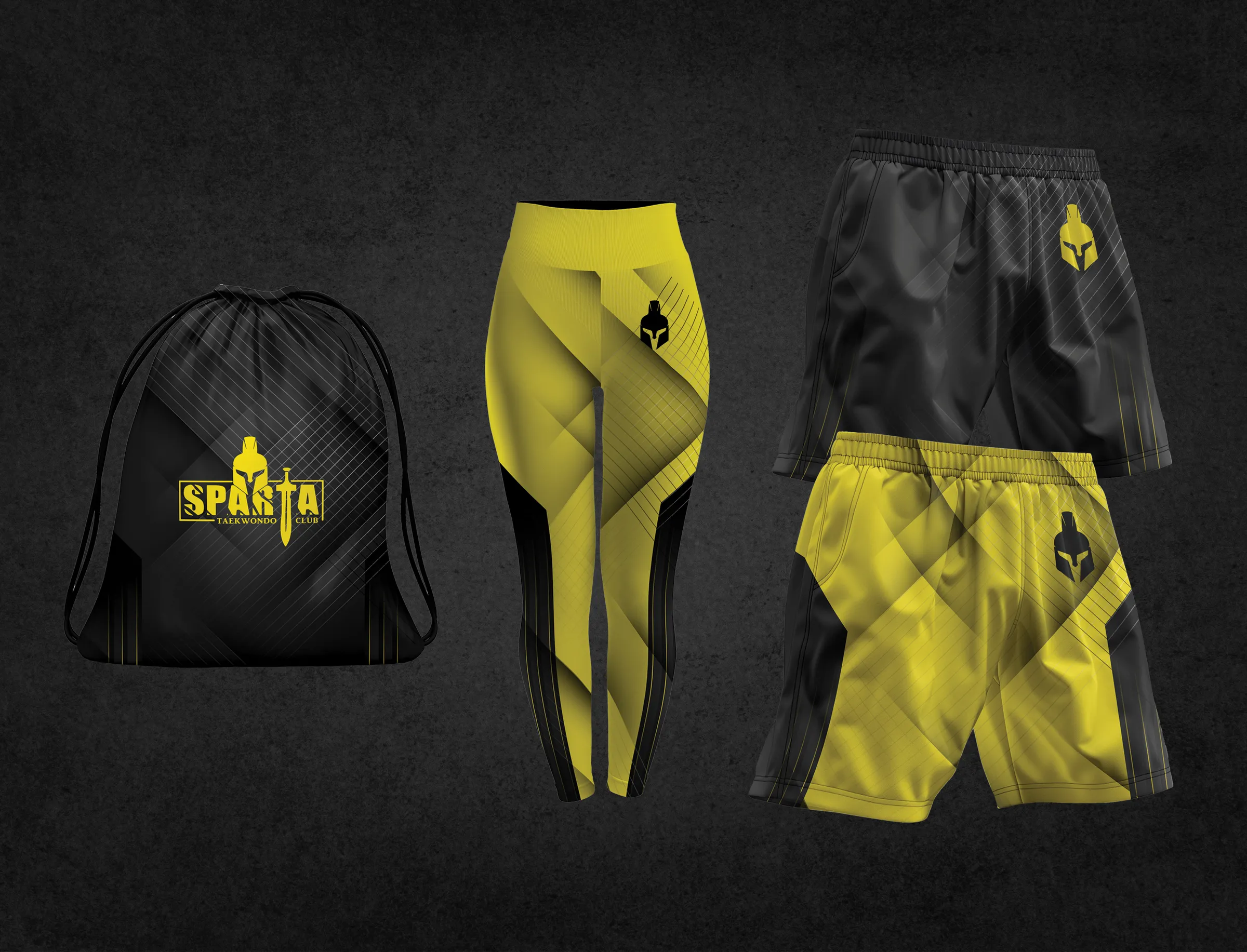 Sparta gym bag, leggings and shorts in the club colours