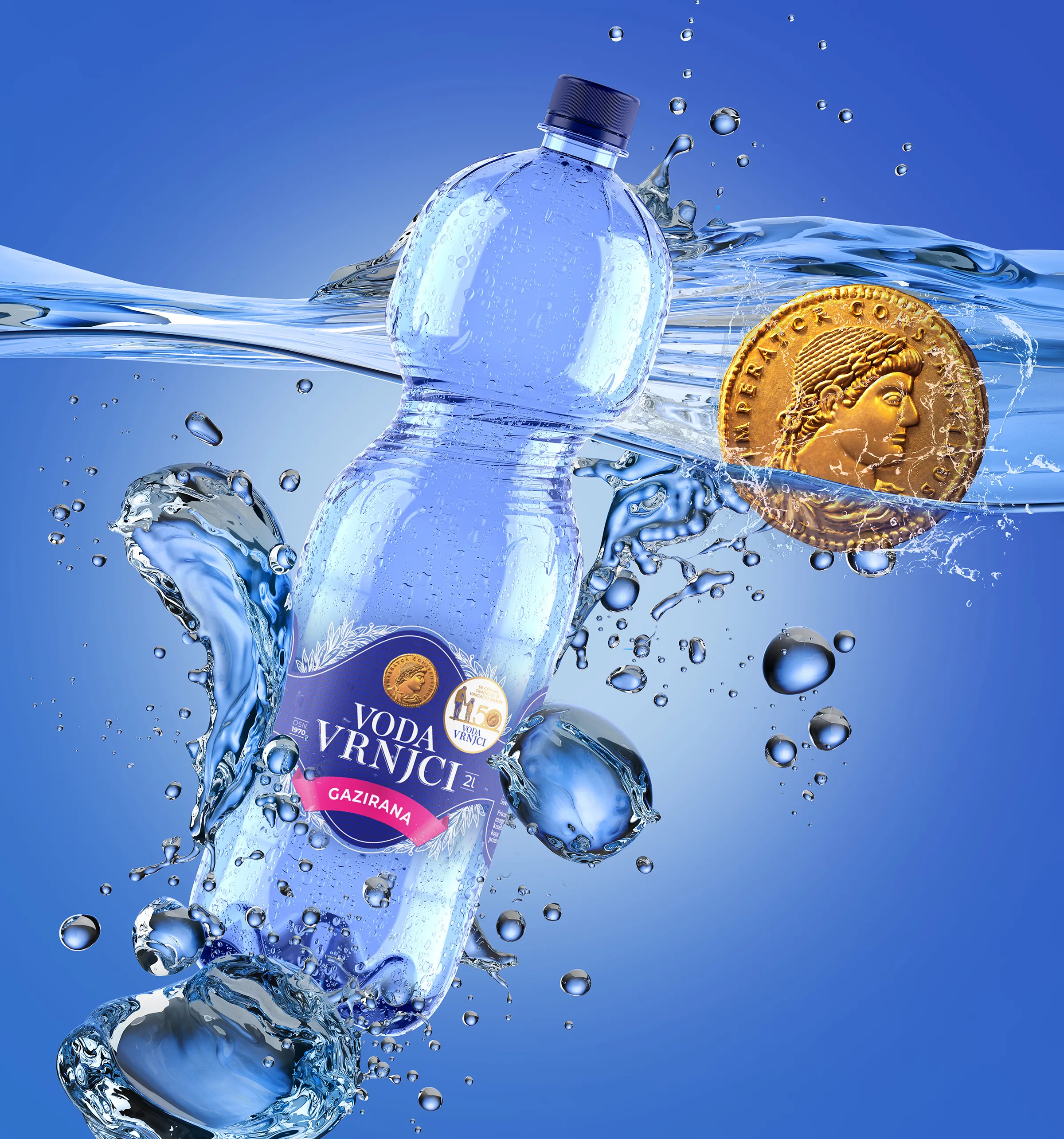 Voda Vrnjci citylight - bottle in a water splash