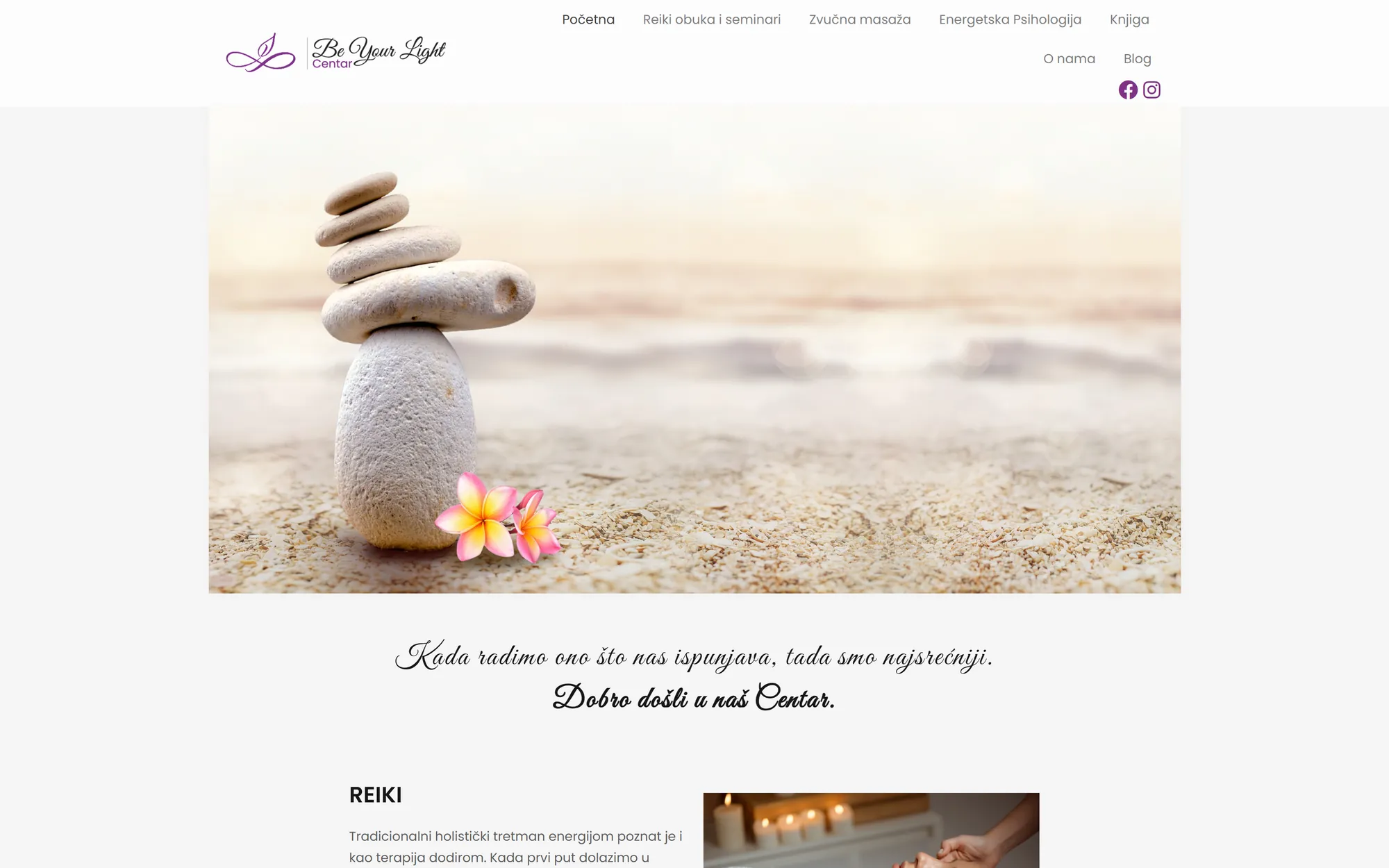 Be Your Light - first screen of the old WordPress website
